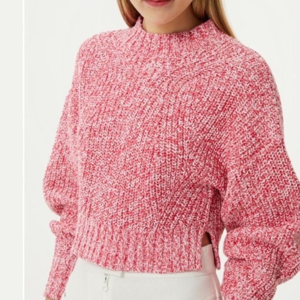 Rebecca Minkoff Pink and White Knit Cropped Sweater